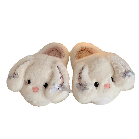Rabbit plush slippers, non-slip indoor home shoes