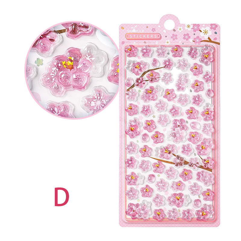3D Cherry Blossom Relief Decorative Sticker