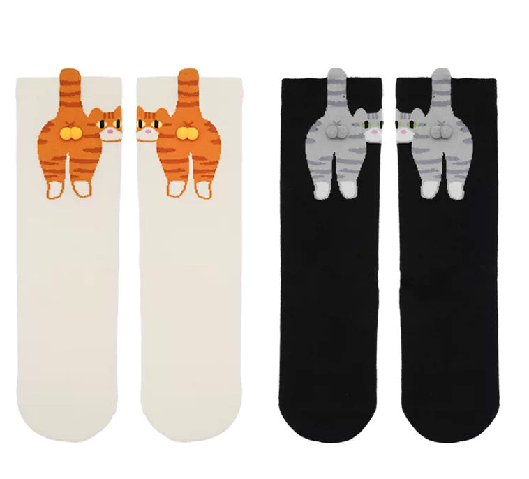 Cute Cartoon Cat Socks — For Couples & Best Friends
