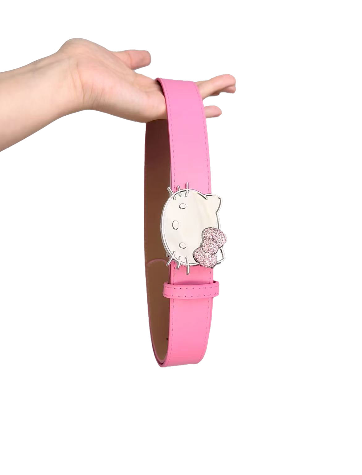 Kitty rhinestone belt Y2k belt women's denim leather belt