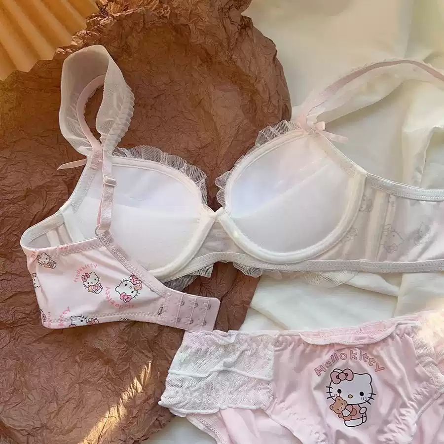 HK Lace Wire-Free Pink Bra Set