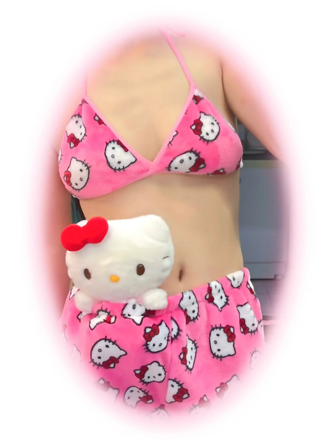 Hello Kitty WomenS 2 Piece Bikini Top with Shorts Pj Set