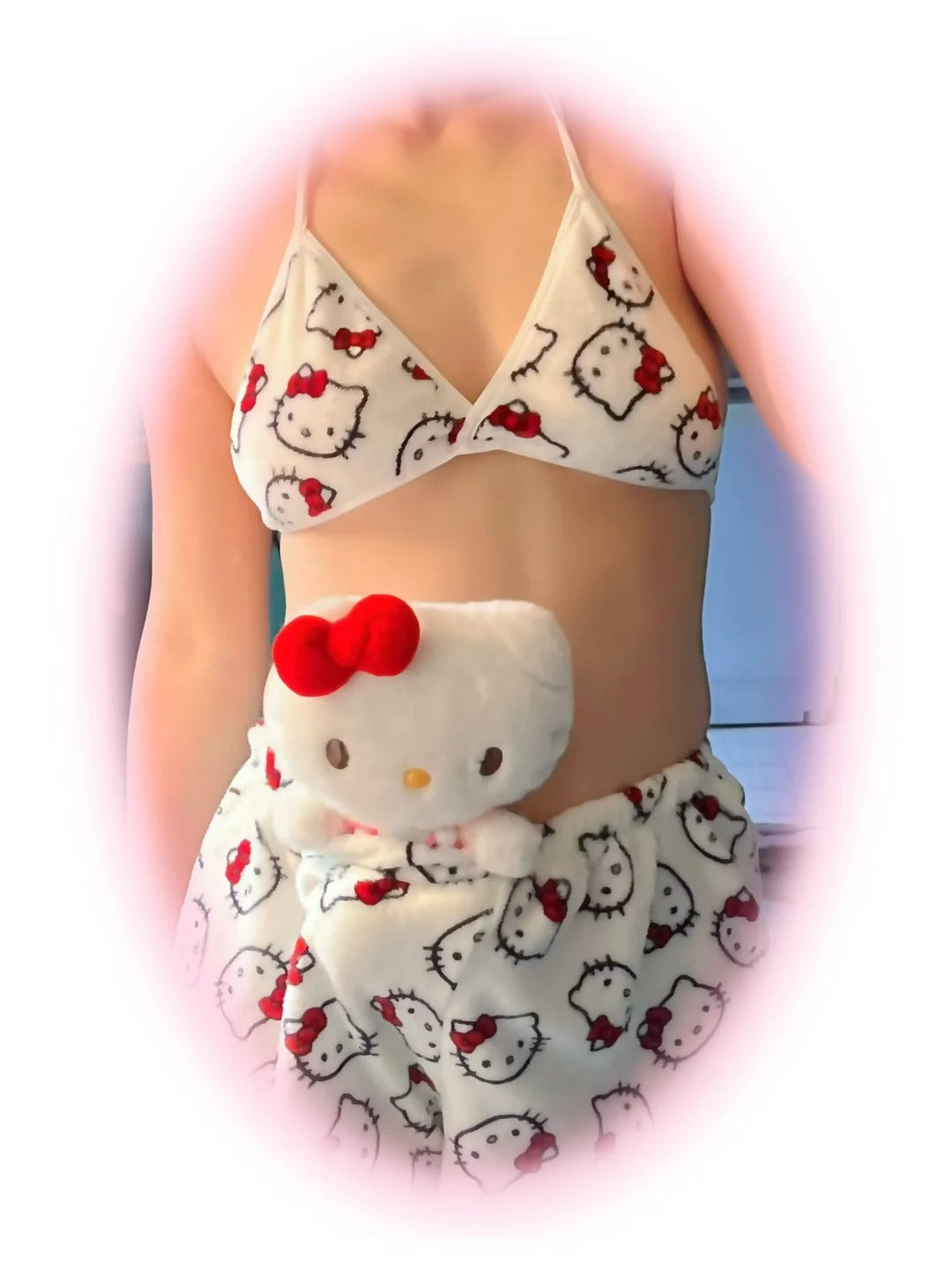 Hello Kitty WomenS 2 Piece Bikini Top with Shorts Pj Set