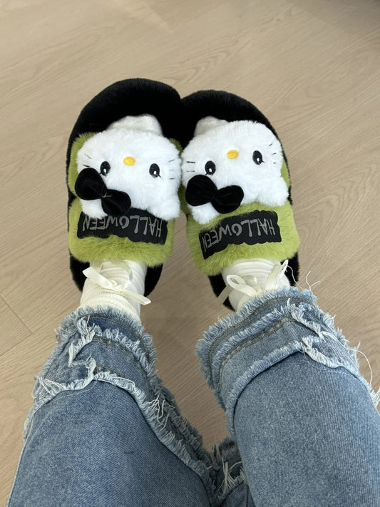 Hello Kitty Halloween Fluffy Slippers Cute home slippers