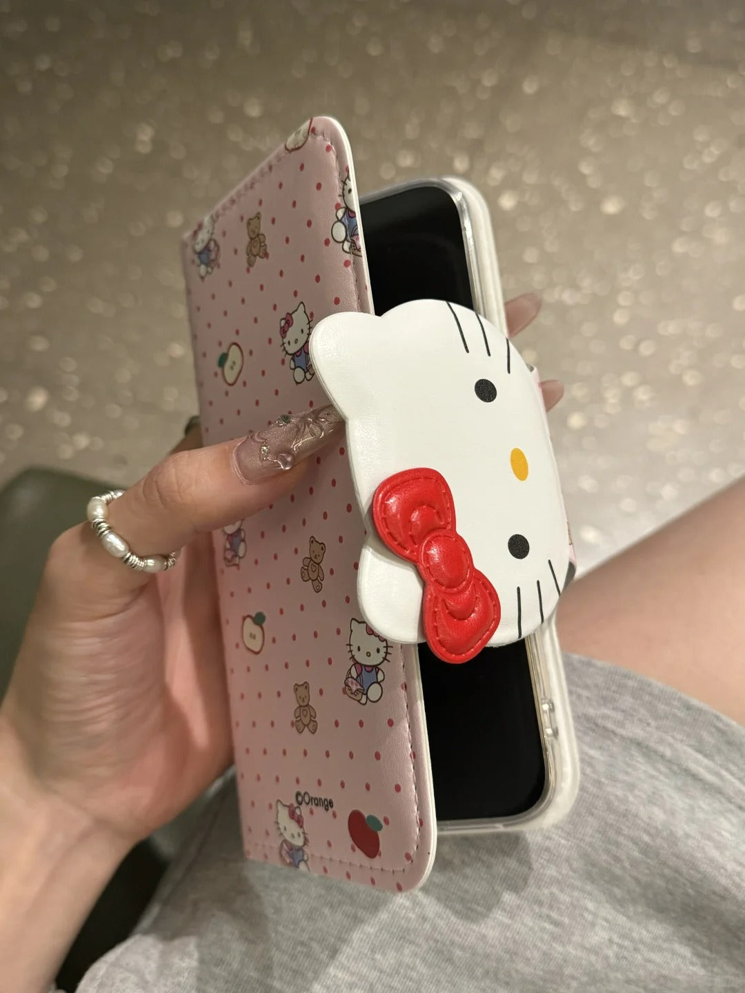 Hello Kitty Flip phone case with Card holder